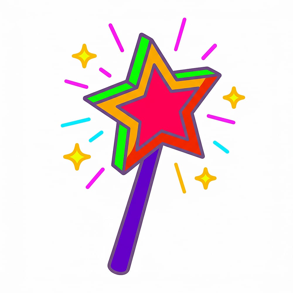 Magical Star Wand Sparkle Coloring Page colored version