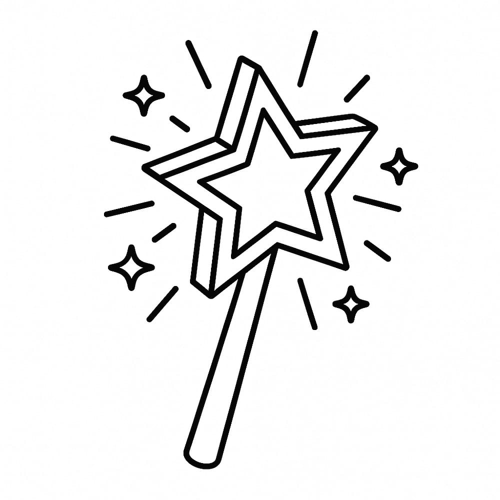 Magical Star Wand Sparkle Coloring Page coloring page