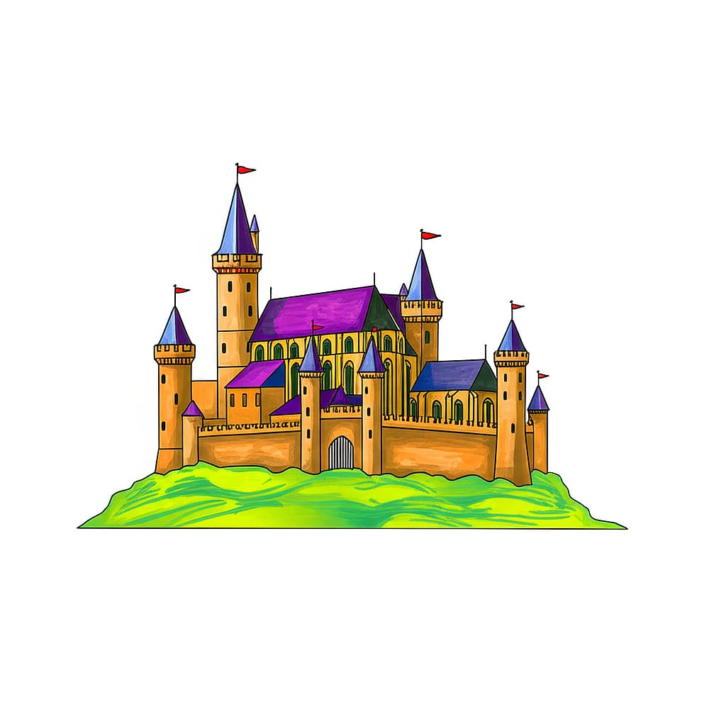 Majestic Castle Awaits Color Coloring Page colored version
