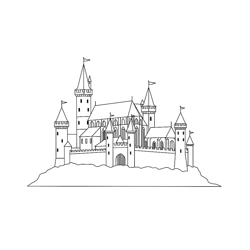 Majestic Castle Awaits Color Coloring Page coloring page