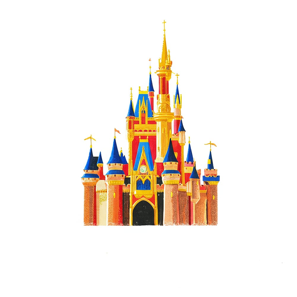 Majestic Fairy Tale Castle Coloring Page colored version