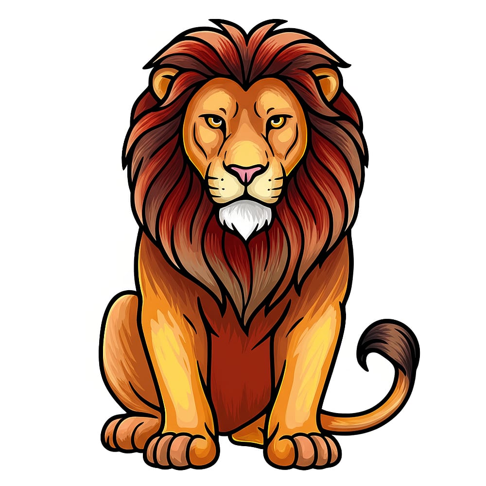 Majestic Lion Coloring Page colored version