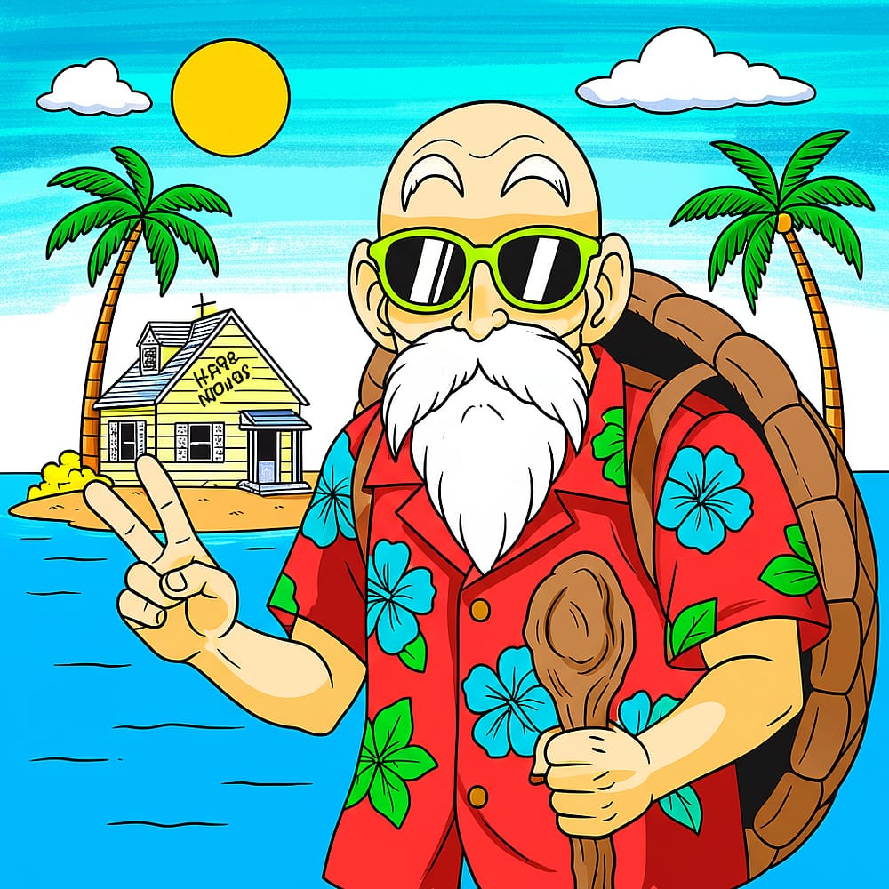 Master Roshi Island Fun Coloring Page colored version