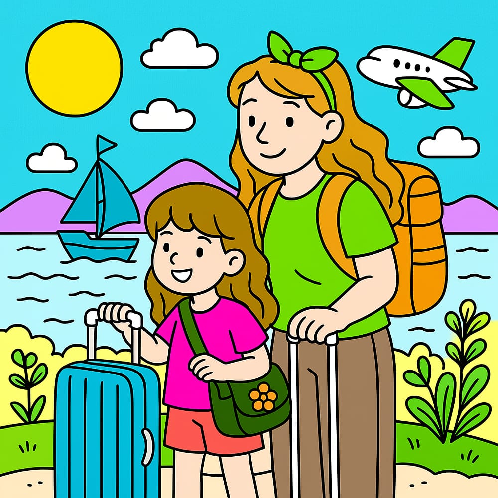 Mother Daughter Travel Adventure colored version