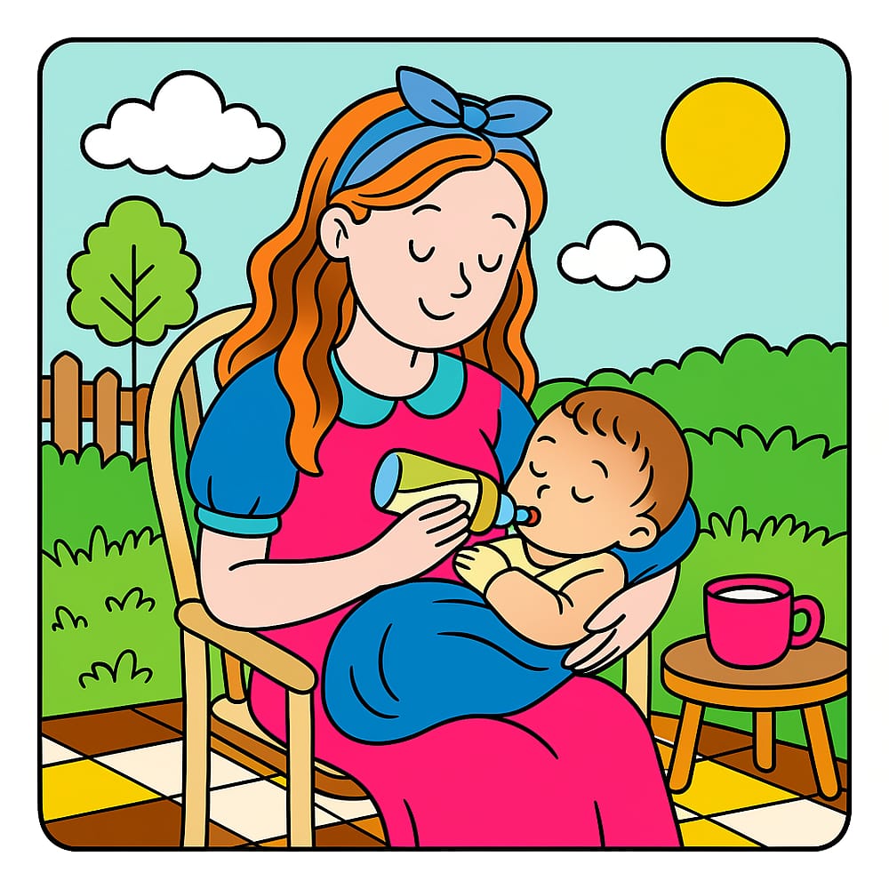 Mother's Tender Feeding Time colored version