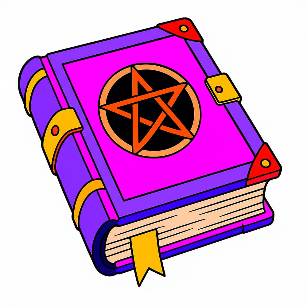 Mystic Spellbook Secrets Coloring Page colored version