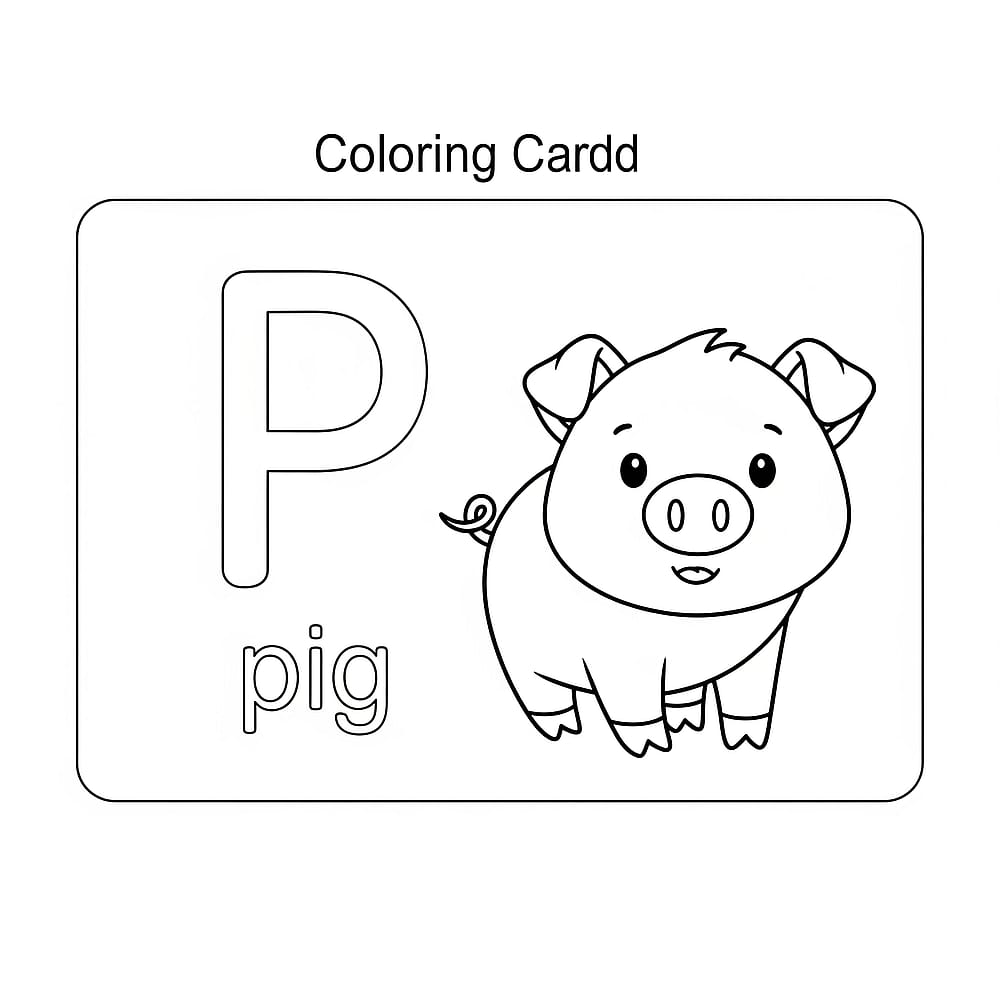 P for Pig Alphabet Card Coloring Page coloring page