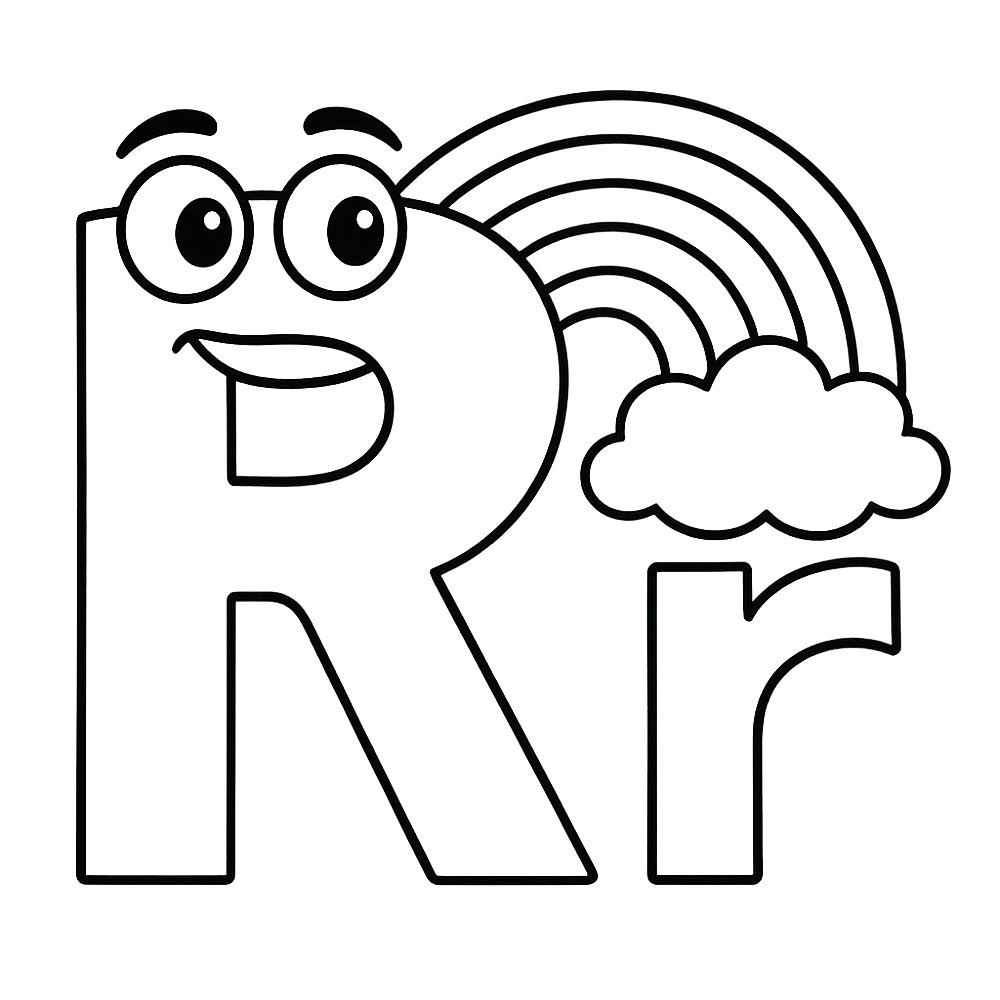 Radiant Rainbow Letter R Coloring Page coloring page