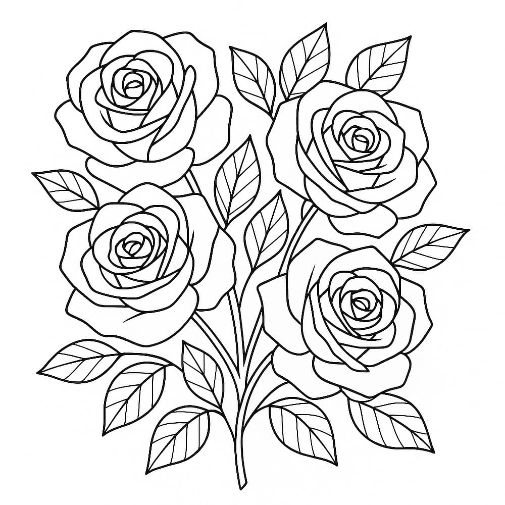 Radiant Rose Bouquet Coloring Page coloring page