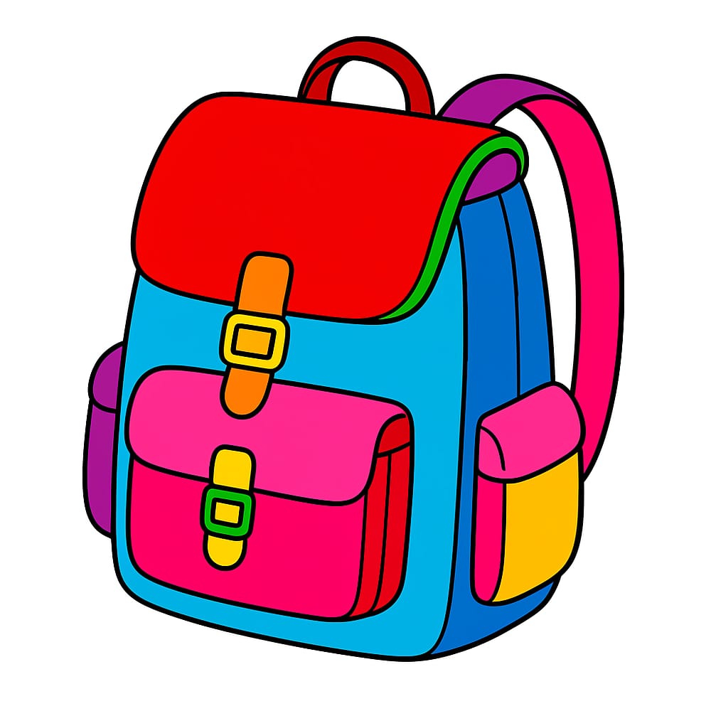 Ready for Adventure Backpack Coloring Page colored version