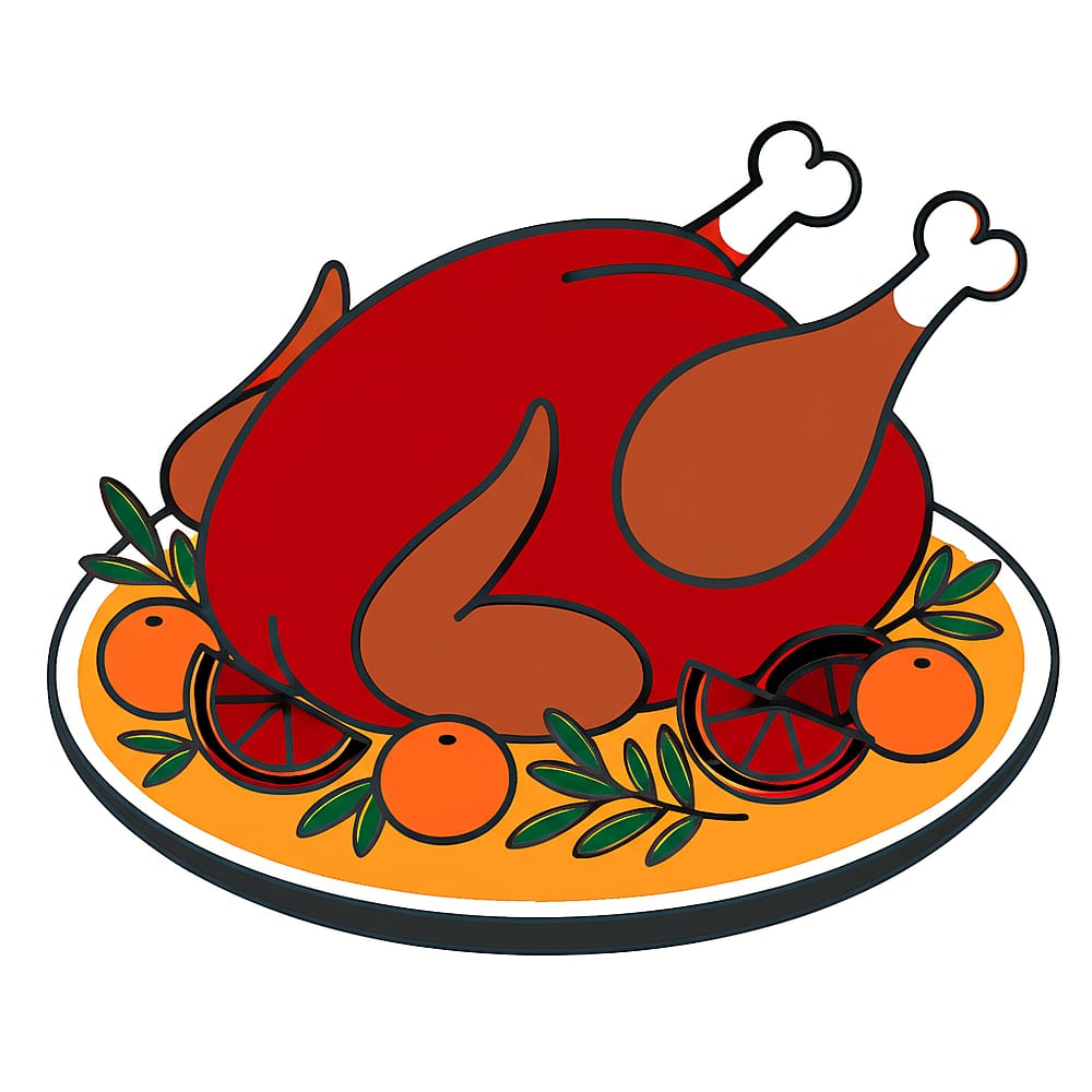 Roasted Turkey Platter Feast Coloring Page colored version