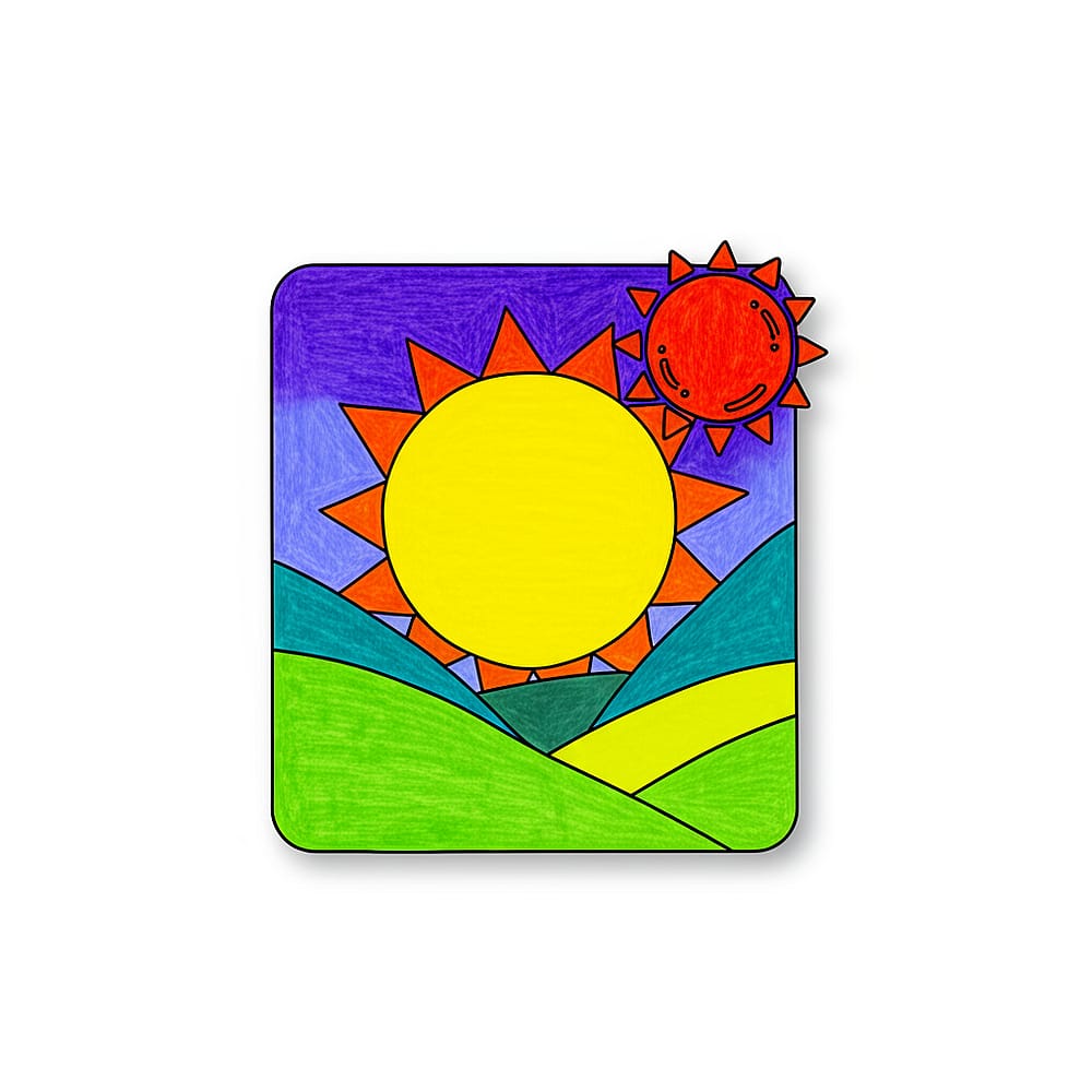 S is for Sun Alphabet Page Coloring Page colored version