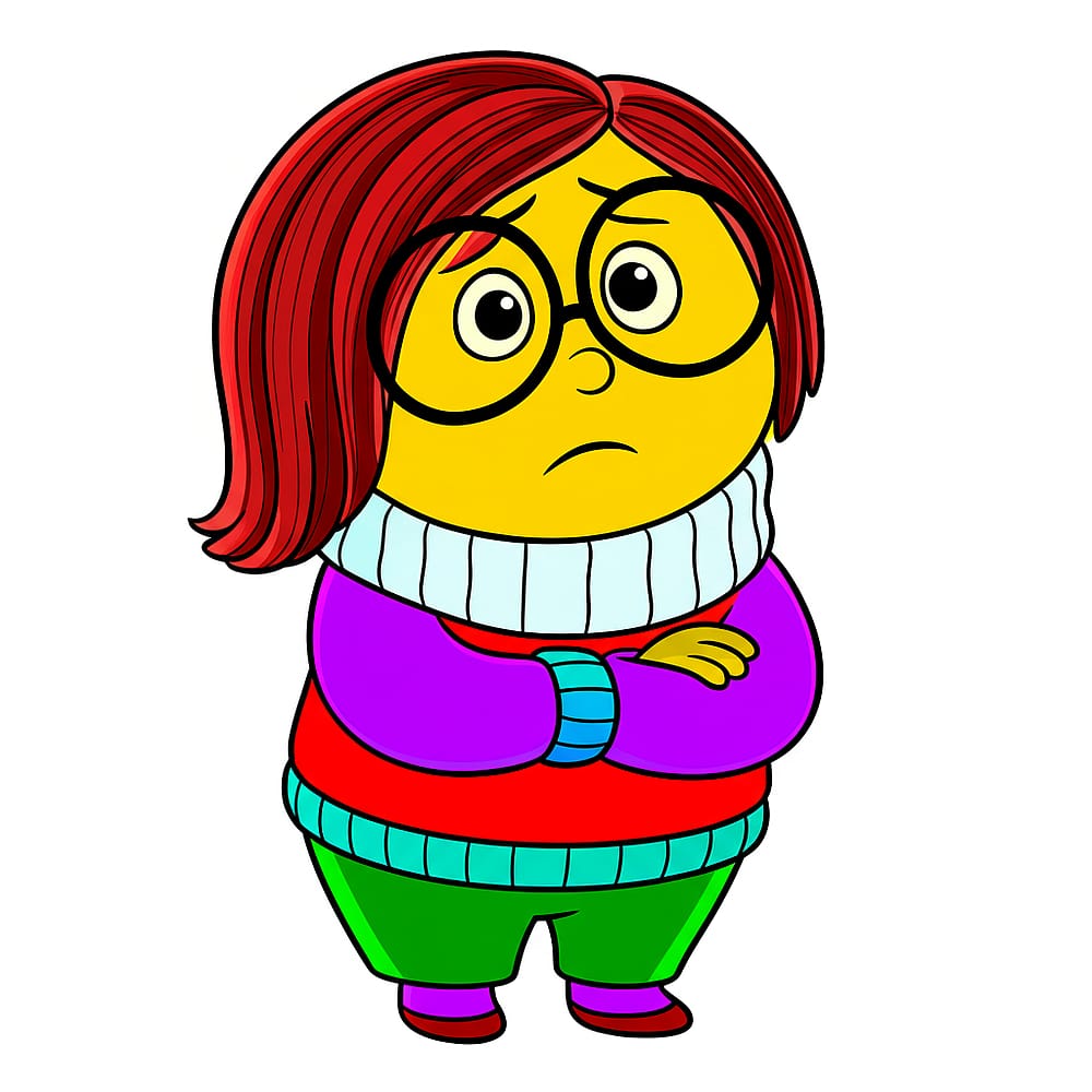 Inside Out Sadness Character Coloring Page colored version