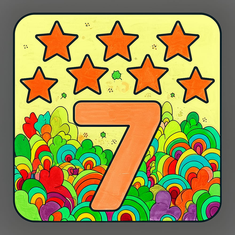 Seven Stars Number Fun Coloring Page colored version