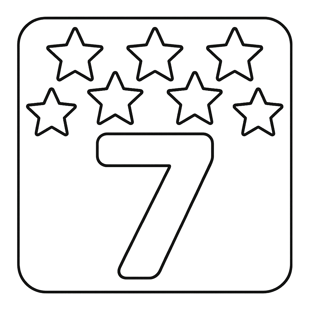 Seven Stars Number Fun Coloring Page coloring page