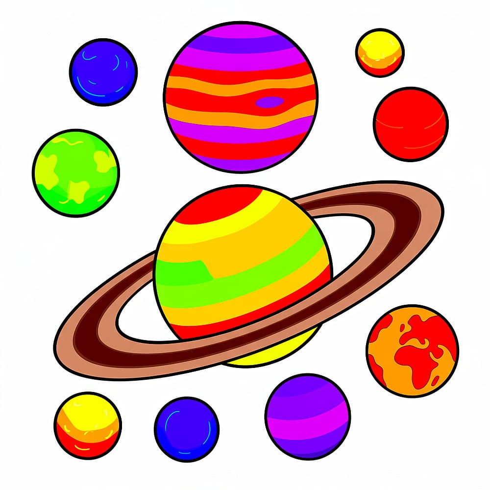 Solar System Adventure Awaits Coloring Page colored version