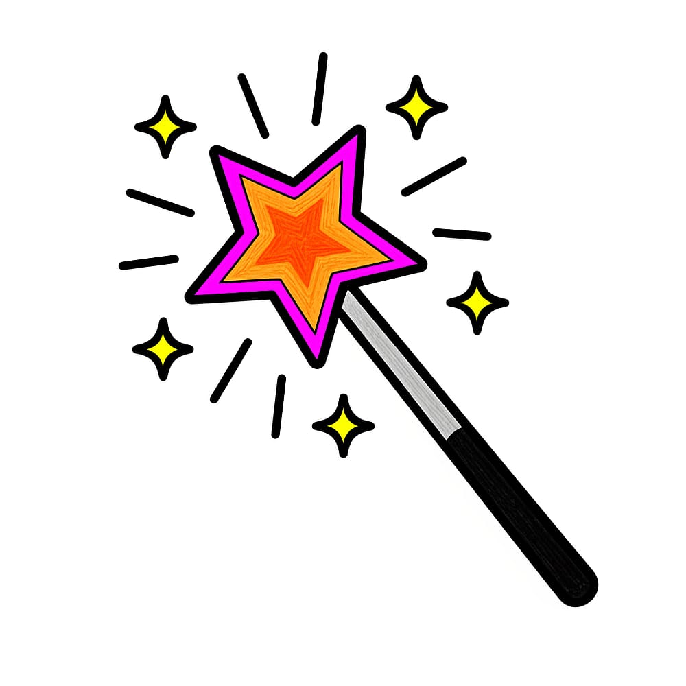 Sparkling Magic Wand Coloring Page colored version