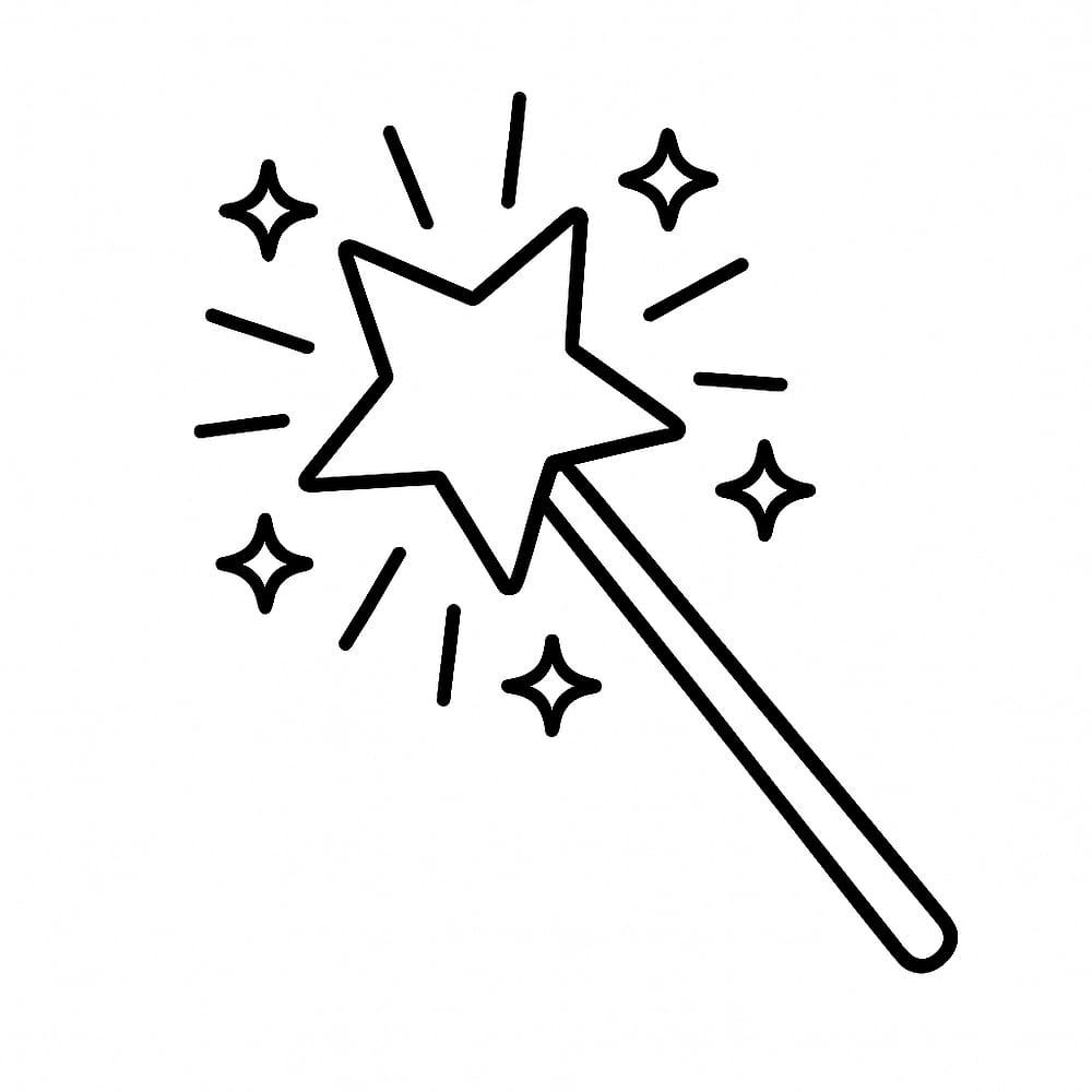 Sparkling Magic Wand Coloring Page coloring page