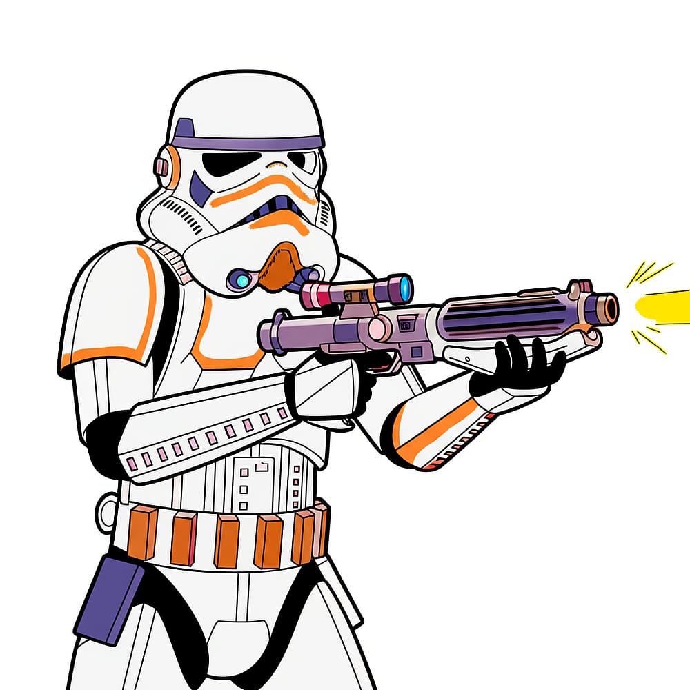 Stormtrooper Aiming Blaster Coloring Page colored version