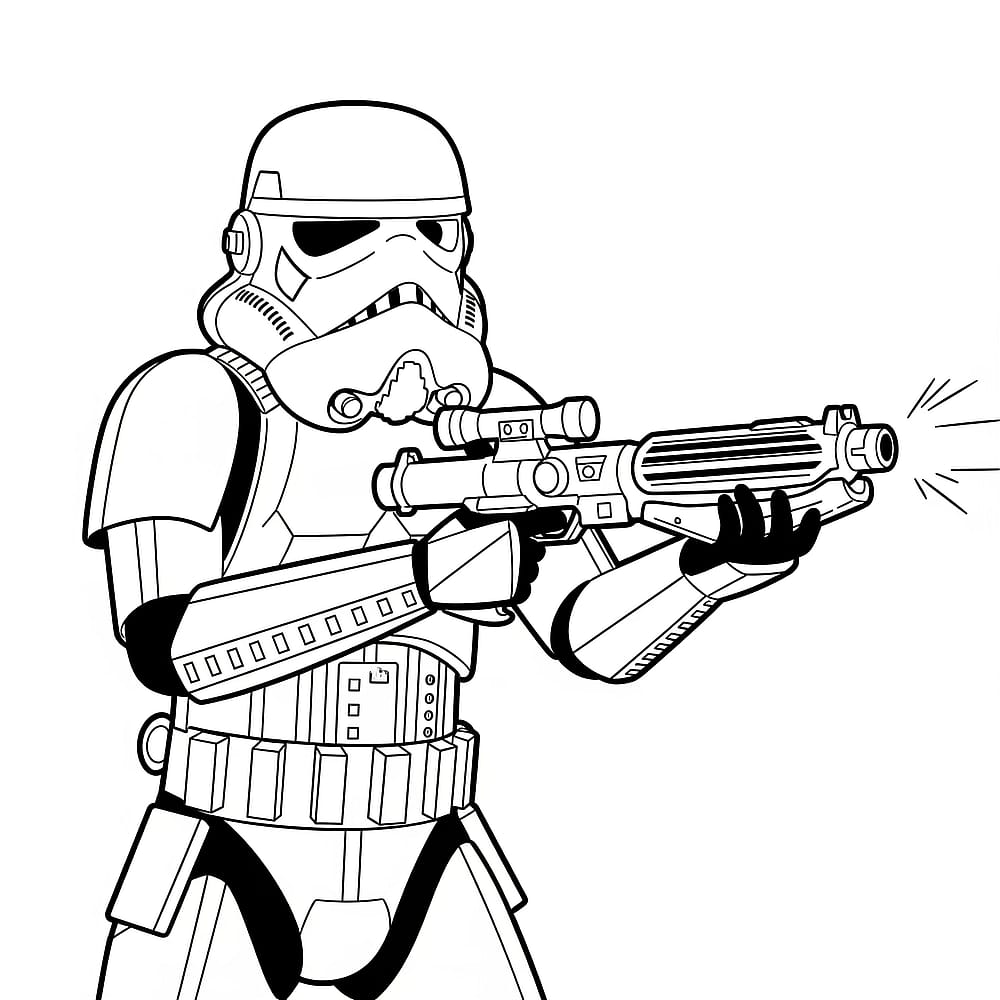 Stormtrooper Aiming Blaster Coloring Page coloring page