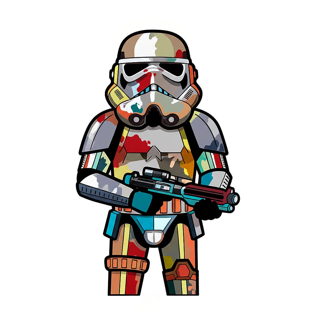 Classic Stormtrooper Ready for Action Coloring Page colored version
