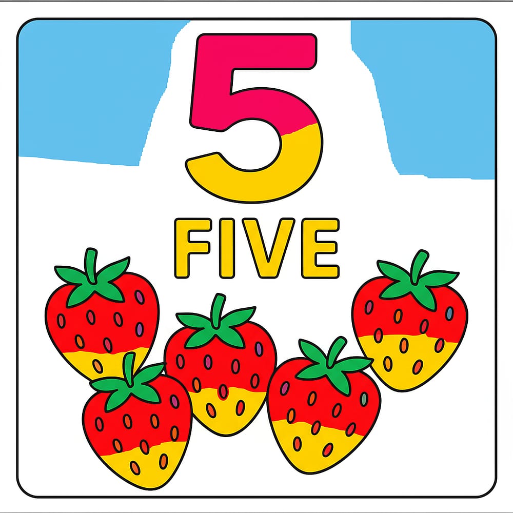 Strawberry Counting Adventure Coloring Page colored version