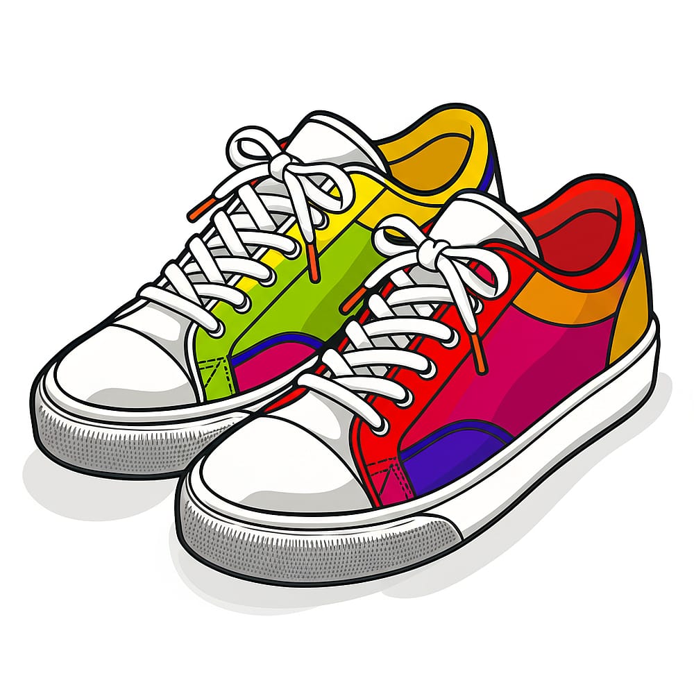 Stylish Sneakers Fun Coloring Page colored version