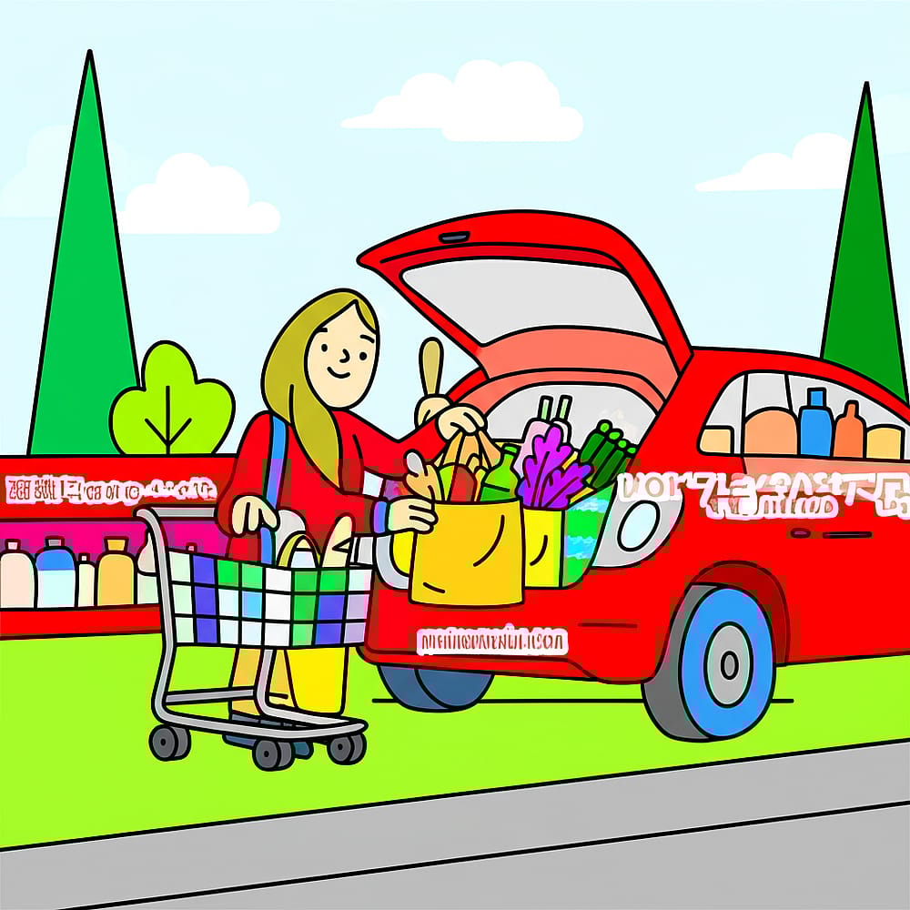 Supermarket Shopping Spree Coloring Page colored version