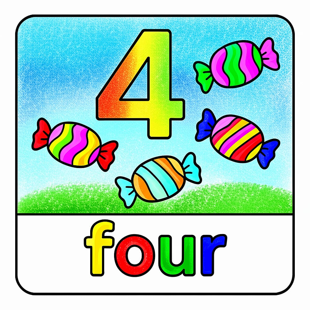 Sweet Number Four Adventure Coloring Page colored version