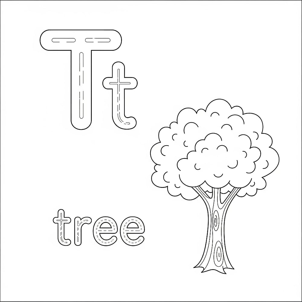 T is for Tree Coloring Page coloring page