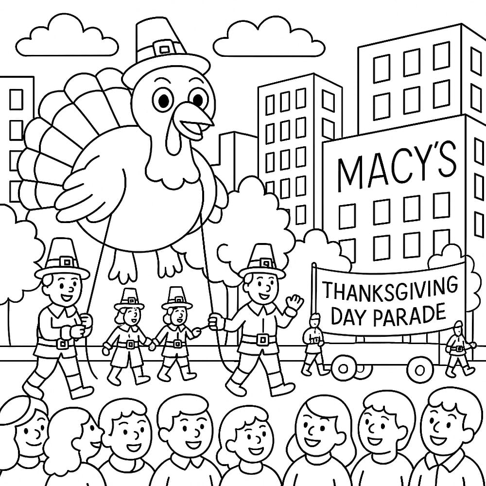 Thanksgiving Parade Spectacle Coloring Page coloring page