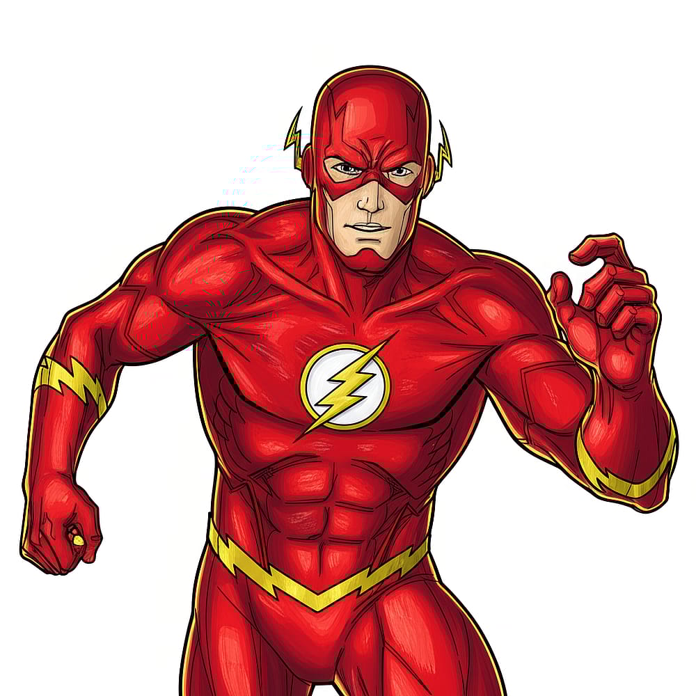 The Flash Action Pose Coloring Page colored version