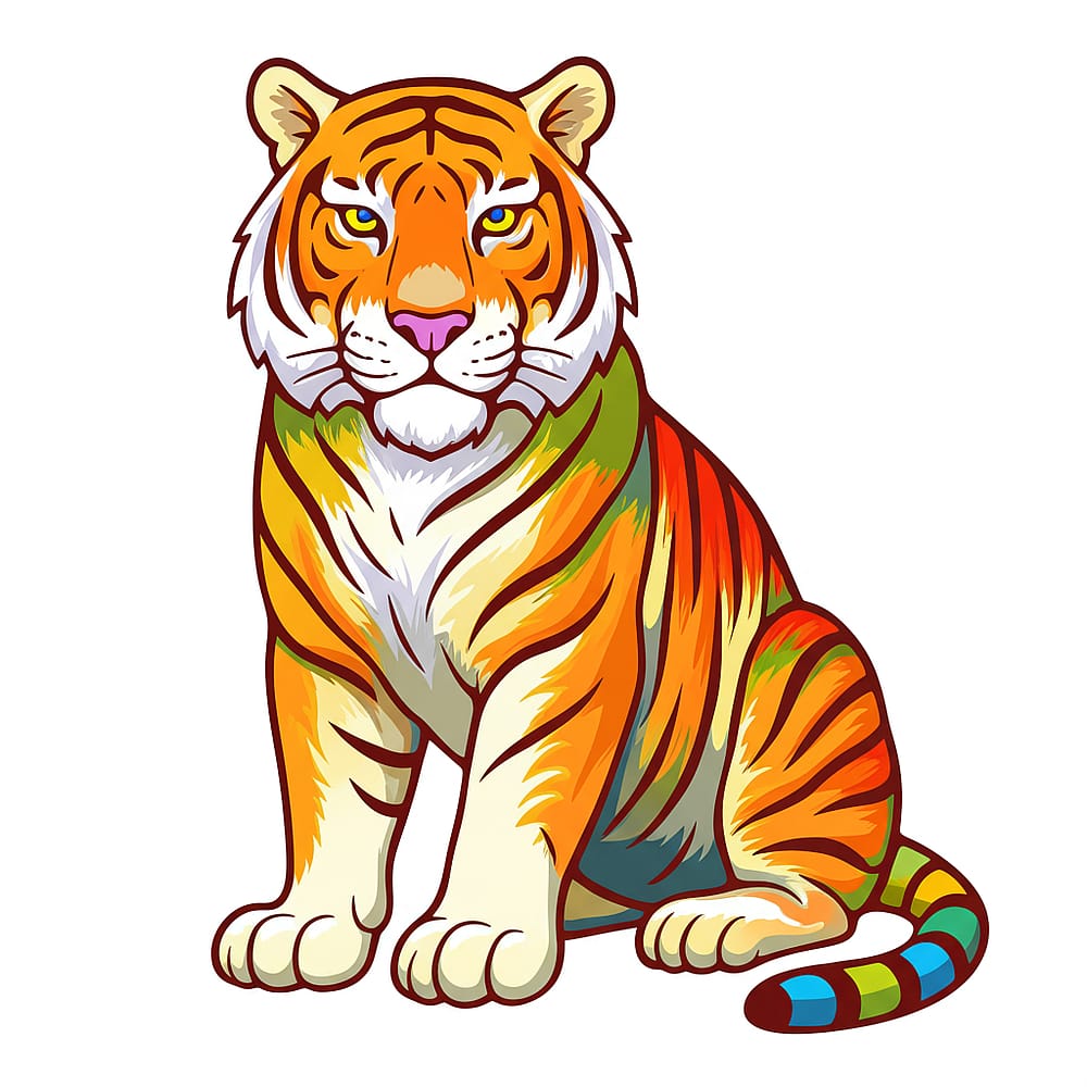 Regal Tiger Coloring Page colored version
