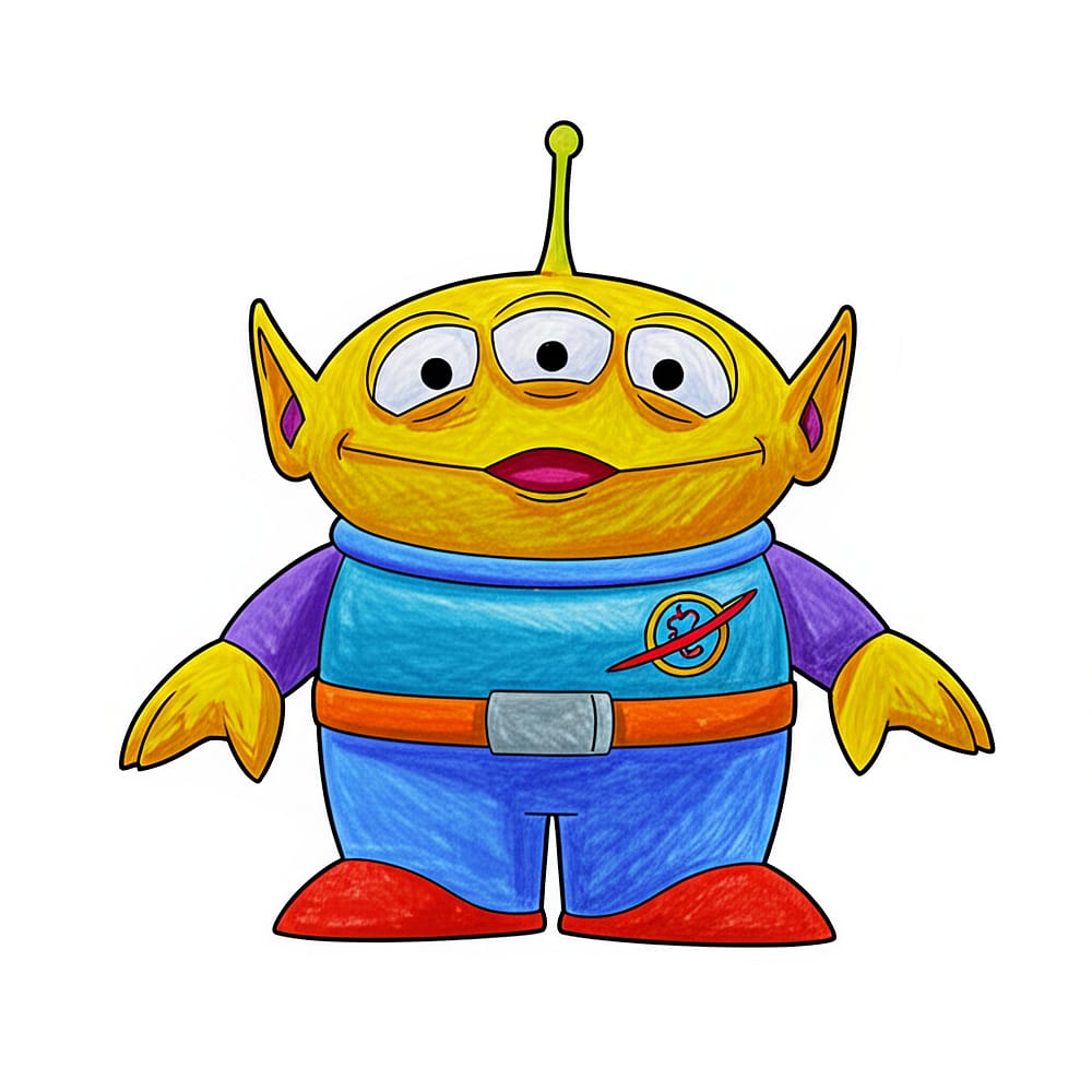 Toy Story Alien Fun Coloring Page colored version