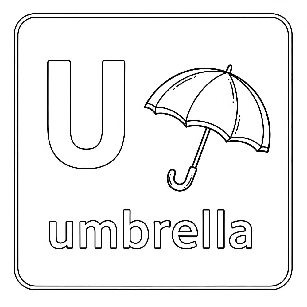 U is for Umbrella Fun Coloring Page coloring page