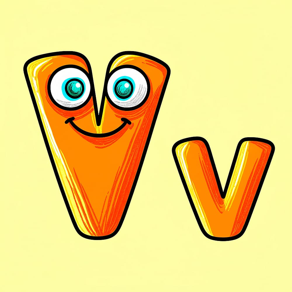 Vivacious Letter V Fun Coloring Page colored version