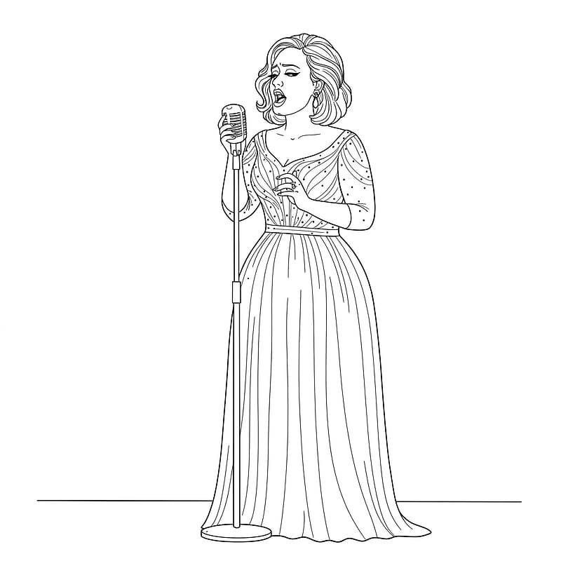 Adele-Inspired Singer Coloring Page coloring page