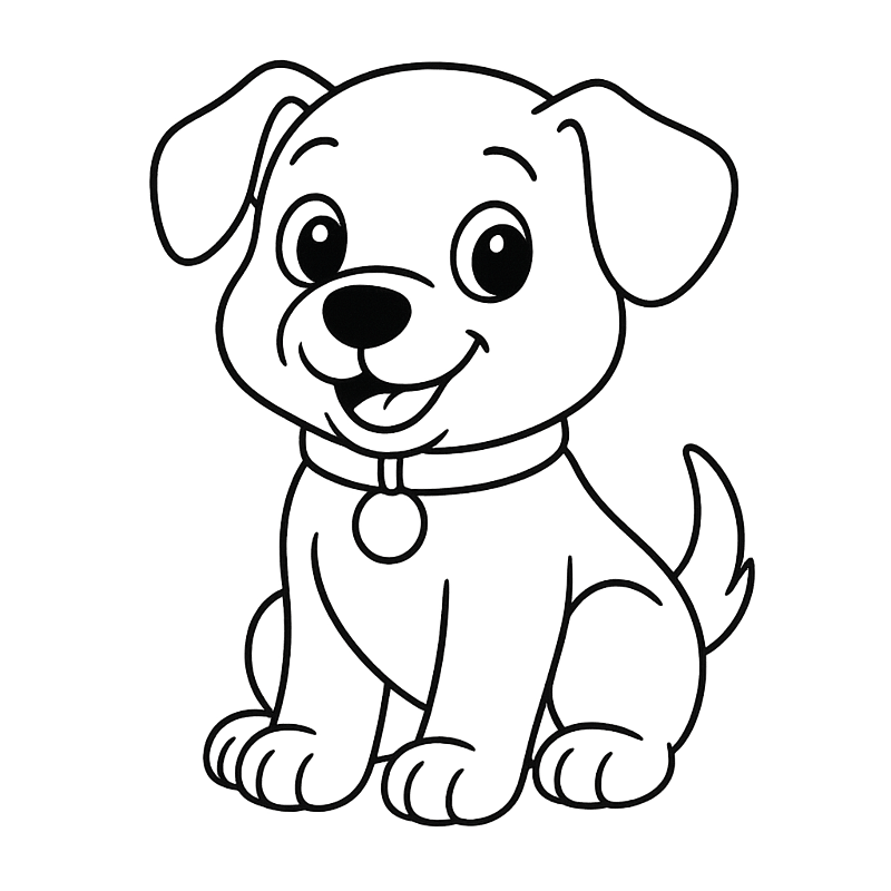 Adorable Sitting Puppy Coloring Page coloring page