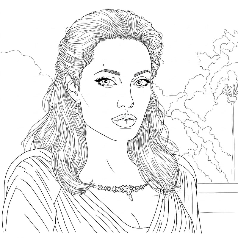 Elegant Angelina Jolie Coloring Page coloring page