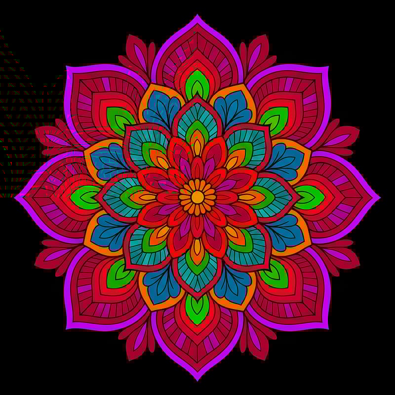 Beautiful Flower Mandala Coloring Page colored reference