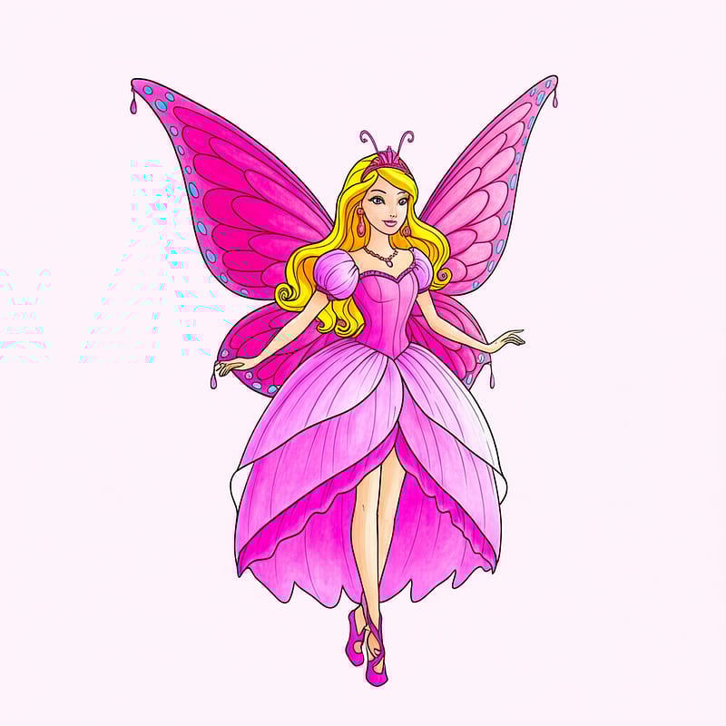 Enchanting Butterfly Fairy Princess Coloring Page colored reference