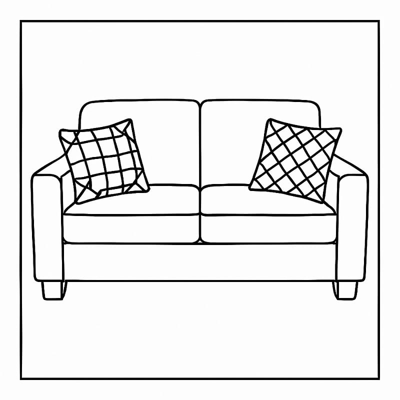 Cozy Sofa and Pillows Coloring Page coloring page