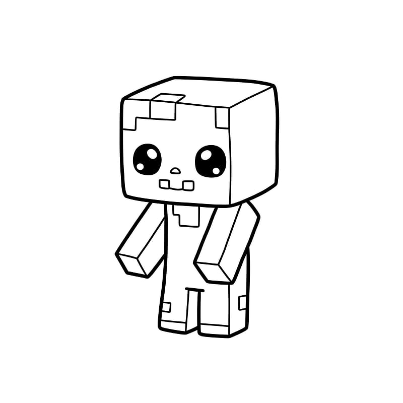 Cute Blocky Character Coloring Page coloring page