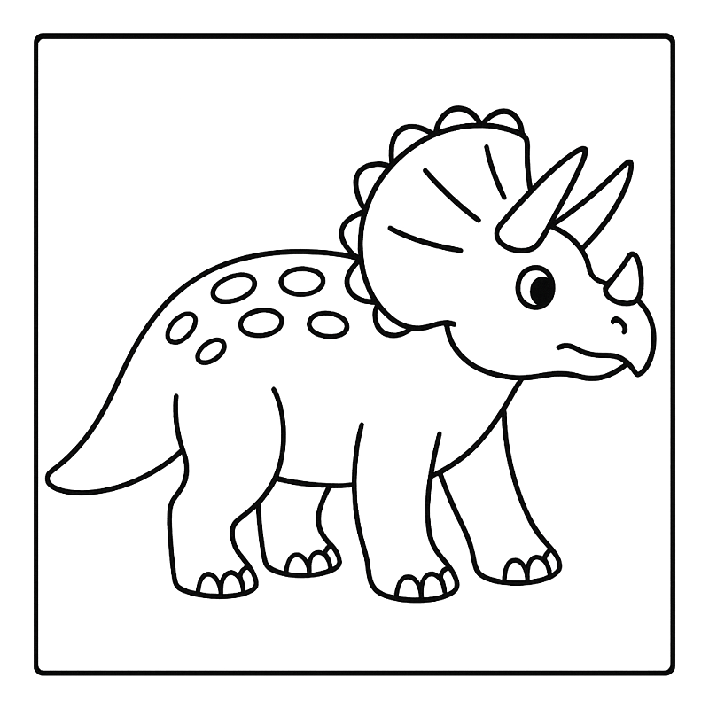 Cute Triceratops Dinosaur Coloring Page coloring page