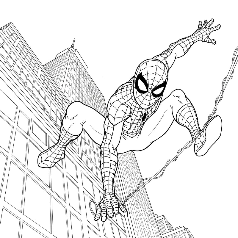 Dynamic Spider-Man Web-Slinging Coloring Page coloring page