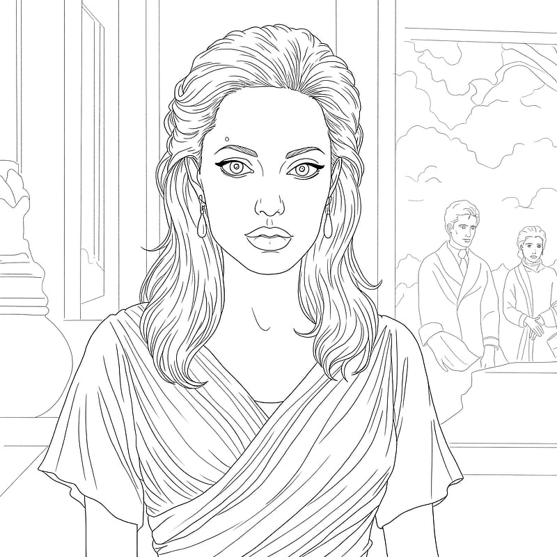 Elegant Angelina Jolie Coloring Page coloring page