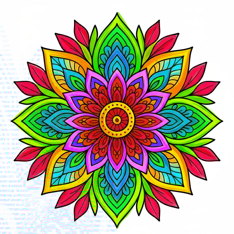 Elegant Flower Mandala Coloring Page colored reference