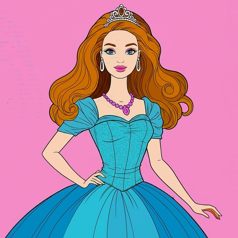Elegant Princess Ballgown Coloring Page colored reference