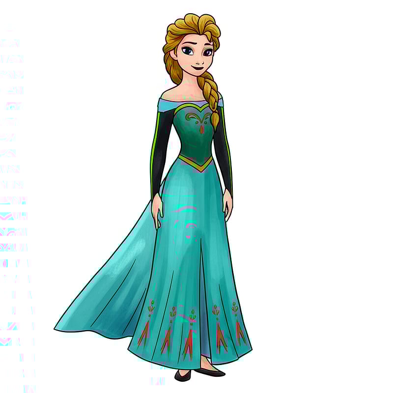 Elegant Queen Elsa Coloring Page colored reference