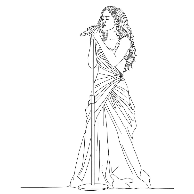 Elegant Singer Performing Coloring Page coloring page